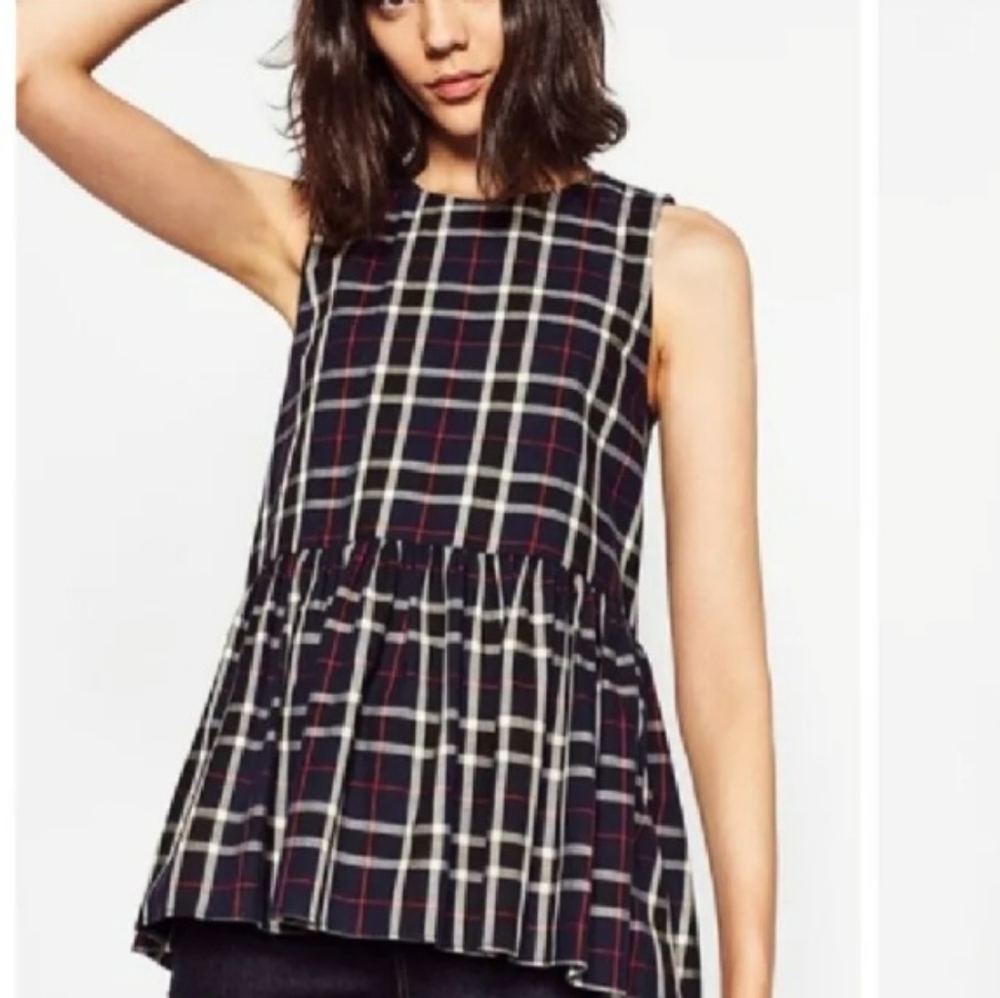Zara plaid peplum top